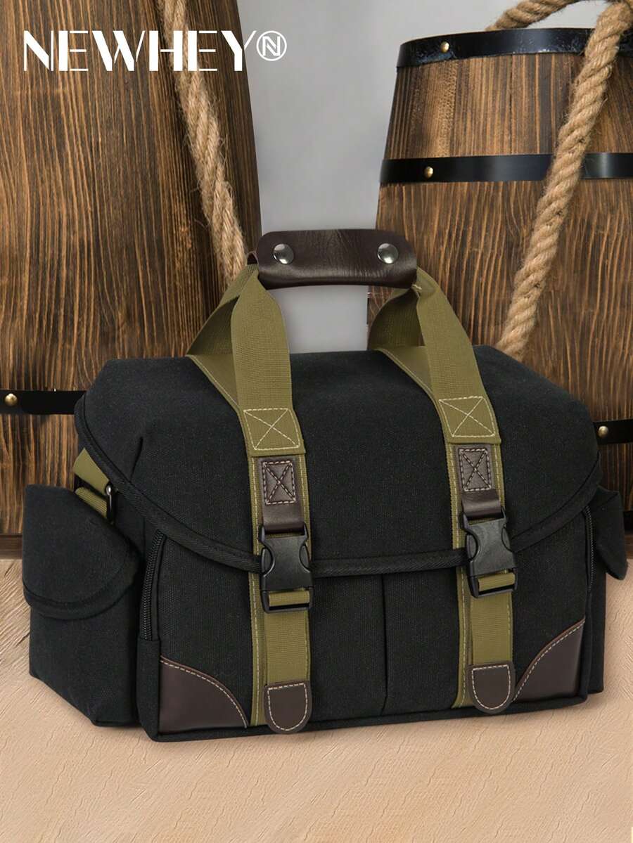 NEWHEY Mochila profesional para cámara que permite transportar múltiples lentes, bolsa para cámara de 10L para hombres, con protección total, compatible con Canon, Nikon, DSLR/SLR - Negro - Ver 1