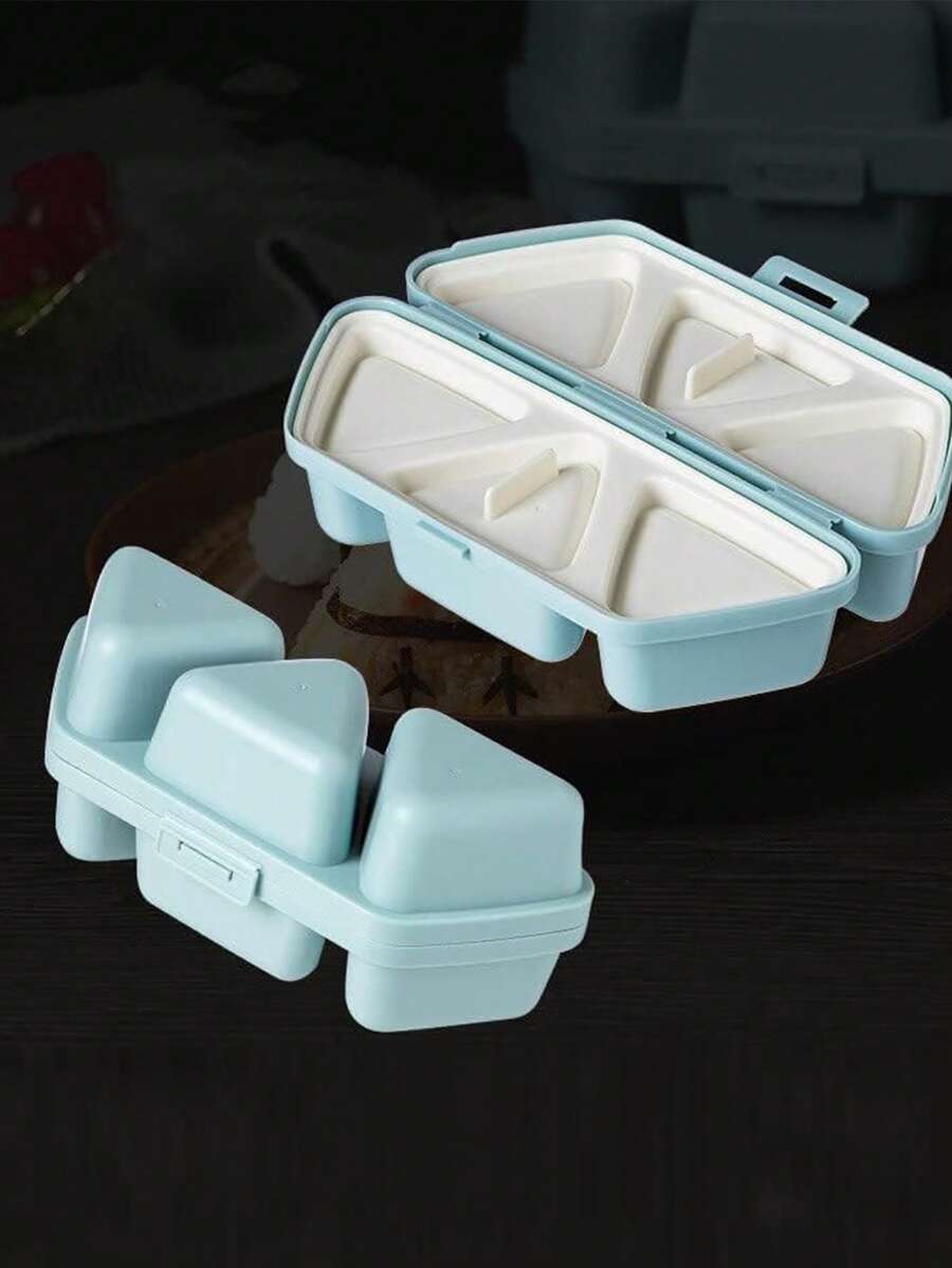 1pc Triangle Sushi Mold, 6 Cavities With One-Touch Non-Stick Design, Suitable For Seaweed Rice Balls And Sushi - Baby Blue - View 1
