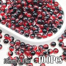 闪亮裂纹玻璃珠，破裂效果，尺寸为 10 毫米/0.39 英寸和 8 毫米/0.31 英寸。多色圆形珠子，用于 DIY 珠宝、手链、项链、耳环和手工艺品制作。