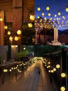 100 LED Solar Crystal Ball String Lights With 8 Lighting Modes - Warm Yellow Glow For Halloween, Christmas, Garden, Yard & Party Decorations, IP44 Solar-Powered Outdoor Decor, 20/50LED Options, Intelligent Light Strip, Perfect For Bar Tent & Camping Setup, Garden Lights Decorative Lights Solar Lights, Lights For Decoration