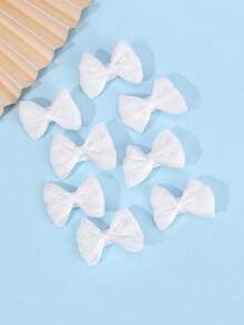 8 件迷你精品发饰蝴蝶结闪亮网状发夹，适合女孩，可爱白色公主发夹套装，适合日常和生日派对，适合女孩的甜美发饰 - 白色 - 查看 6