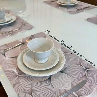 Kit 4 Peças Jogo Americano 45x30cm – PVC, Estampas Geométricas, Fácil de Limpar e Elegante - Estampas Sortidas - LAUNE HAUS