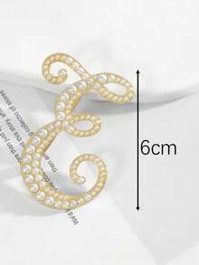 1 件简约风格 26 个英文字母珍珠女士胸针，女友礼物 - 彩色 - 查看 15