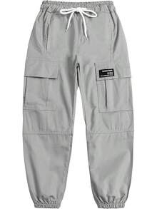 Girls & Womens Drawstring Cargo Jogger Pants,3 Years - Women 3XL - Grey - View 2