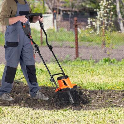 10 Amp Electric Tiller, 14" Tilling Width 3.94" Tilling Depth Corded Electric Tiller/Cultivator, Steel Mn Tines, Rototiller For Garden Lawn Soil Digging