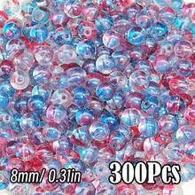 闪亮裂纹玻璃珠，破裂效果，尺寸为 10 毫米/0.39 英寸和 8 毫米/0.31 英寸。多色圆形珠子，用于 DIY 珠宝、手链、项链、耳环和手工艺品制作。