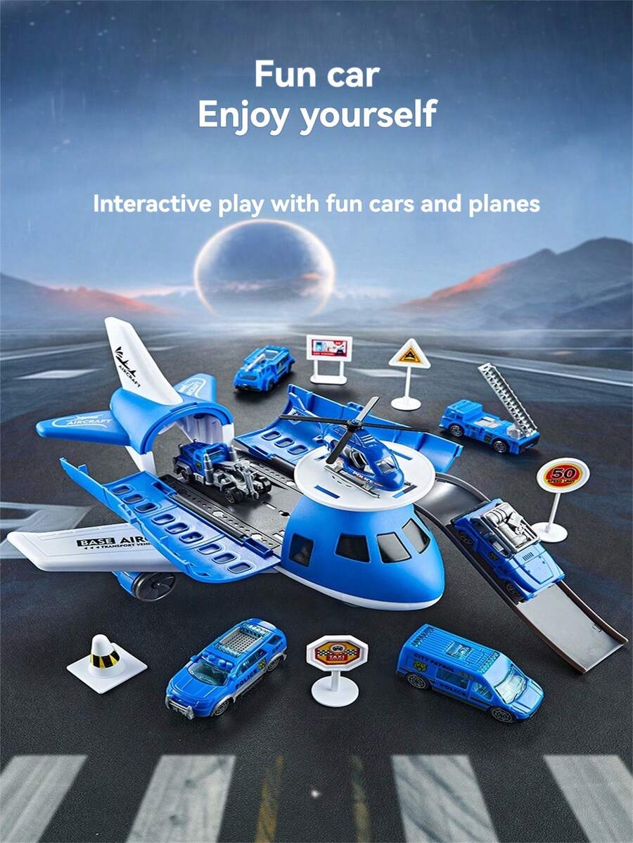 Juego transformable de 2 en 1 de avión y carretera, adecuado para niños y niñas - Juguete de vehículo de avión de lanzamiento por inercia, regalo de juego para padres e hijos (estilo aleatorio) - Multicolor - Ver 1