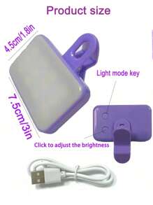 1 pieza Luz de relleno LED para selfie, luz de teléfono LED con 3 modos de iluminación, luz de relleno portátil y de clip mini para maquillaje, transmisión en vivo, conferencia de Zoom, luz de video/fotos recargable para teléfono, cámara, con batería integrada de 150mAh