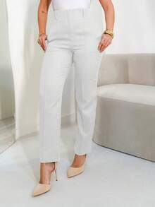 MODA MO, REF: 3283 Women's Tailored Trousers, High Waist, With Pockets, Formal, Modern, Elegant, New Collection, Style, Comfortable, Quality Fabric, Sophisticated Look, Versatile, Casual, For Work, Occasional, Women's Fashion Piece, Contemporary Style, Available For Purchase Across The Country - 白色 - 查看 4