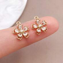 2/4/6pcs 18K Gold Plated Cubic Zirconia Flower Star Moon Charms Cute Angel Brass Charms Pendant For Jewelry Necklace Bracelets Earrings Making DIY Crafts
