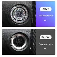 1 件闪亮汽车发动机启动停止按钮盖，闪亮水钻环饰，防刮，防滑，易于安装，通用车辆启动按钮保护盖配件 - 彩色 - 查看 6