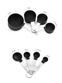 8pcs Measuring Cups & Spoons Set, Stackable Cups And Spoons, Nesting Measure Cups With Stainless Steel Handle, Kitchen Gadgets For Cooking & Baking