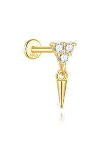1Pc Asymmetrical 925 Sterling Silver Cartilage Helix Piercing Earring For Women Hypoallergenic Flat Back Stud Earring Perfect For Daily Wear/Party/Gift Bridal Jewelry Fine Jewelry