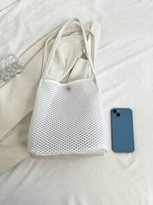 Summer Beach Bag, Hollow Mesh Beach Tote, Holiday Storage Bag, Net Shoulder Bag, Ladies Handbag