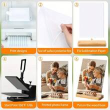 3 piezas Marco de fotos de metal en blanco de 5"x7"/ 6"x8", con base de madera, compatible con impresión por transferencia de calor, personalizable con fotos para regalo del Día de la Madre, decoración de boda, recuerdo familiar - Compatible con prensadora térmica - Marcos de fotos personalizables - Artículos esenciales hechos a mano - Exhibición conmemorativa de fotos - Regalo de decoración premium para el hogar