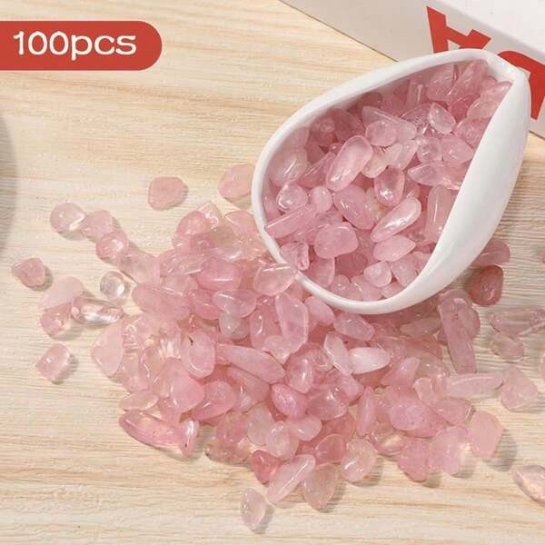 100 Stücke natürliche rosa Rosenquarz polierte Kiesel, Heilkristalle, Deko für Sukkulentenpflanzer, Vasen, Terrarien, Aquarien, Patio