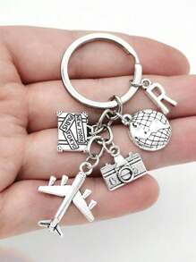 26 Letters Unisex Airplane Alloy Keychain, Street Fashion Airplane, Globe, Camera Metal Keychain Accessories, Best Friend Travel Accessories Pendant Gifts, Fashion Keychains, Car Keychains, Interesting Keychains, Men's Accessories, Women's Accessories, Ideal Holiday Gifts For Travel Enthusiasts, Suitable For Daily Wear, Mobile Phones, Backpacks, Fashion Pendant Accessories, Holiday Gifts, Birthday Gifts, Father's Day Gifts School Cartoon