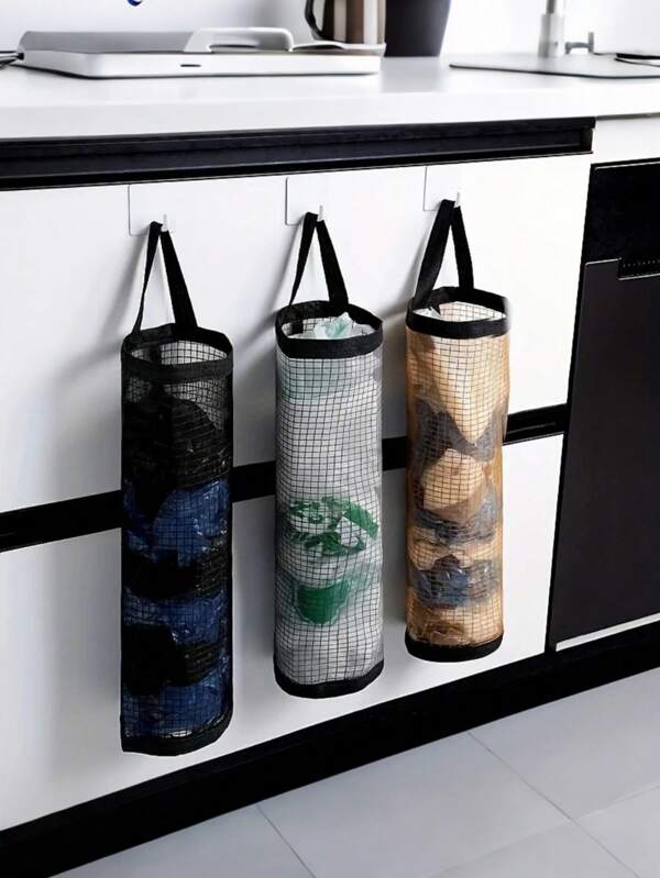 2 pièces Sacs de rangement pour sacs à ordures, supports organisateurs de sacs plastiques, supports de sacs à ordures lavables et durables, fournitures de nettoyage, outils ménagers, accessoires scolaires essentiels, sacs de rangement pour sacs à ordures de cuisine montés au mur, sacs de rangement divers ronds, fournitures de cuisine, articles de nettoyage et de rangement, sacs de rangement suspendus par-dessus la porte, support de sac à ordures de cuisine monté au mur avec sacs à filet amovibles et lavables