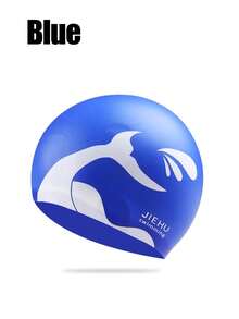 1PC 鱼尾硅胶泳帽 海豚鱼尾泳帽 长发泳帽 超大泳帽 女款防水硅胶泳帽 男款男女款泳帽 硅胶泳帽 舒适防水成人泳帽