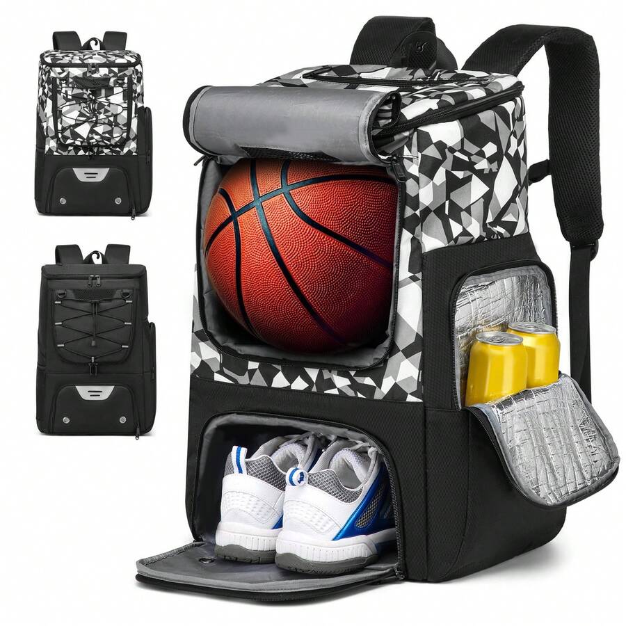RUCYEN Mochila de fútbol para hombre, mochila de baloncesto, bolsas de almacenamiento para fútbol al aire libre, mochila deportiva de entrenamiento con compartimento para zapatos - Multicolor - Ver 1