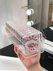 10/1pc方形透明防尘指甲收纳盒，透明亚克力指甲配件，手链首饰收纳展示盒，高档透明展示收纳便携盒，多功能大容量指甲收纳盒 - 無色 - 查看 8