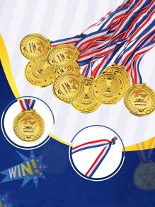 1/5/10/20/30 piezas Medallas de premio de plástico dorado a granel con patrón de corona para deportes, juegos, competiciones, de vuelta a la escuela, regalos de fiesta y decoraciones para el comienzo de la temporada escolar