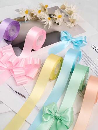 6pcs Macaron Color Gift Wrapping Set - Bouquet Decoration/Handmade DIY/Wedding Birthday Party Ribbon
