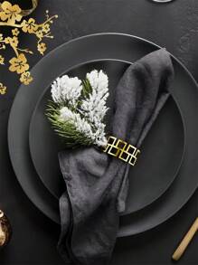 100/50pcs Creative Disposable 3D Square Round Napkin Ring, Party Decoration Napkin Ring Buckle, Gold Laser Cutting Pattern, Paper Imitation Metal Napkin Buckle, Suitable For Dinner, Wedding And Party, Kitchen Desktop Textile Supplies