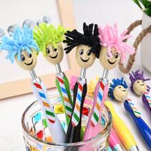 2-In-1 Plush Smiling Face Rainbow Tie Ballpoint Pen, Multi-Color Touch Screen Pen, Suitable For Creative Gifts In Offices And Schools, School Supplies,Back To School