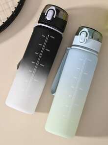 1pc600ml儿童水杯便携手提塑料吸管杯男女生上学渐变色塑料杯学生运动水壶便携太空杯适合学生返校使用 - 彩色 - 查看 4