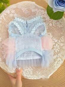 1 pezzo Elegante vestito da ballerina in tulle per cani, vestito da principessa senza maniche per outfit da festa romantico, adatto per cani piccoli, gatti, fresco in primavera/estate