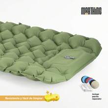 Colchon Inflable Individual Personal Acampar Marthing CIIND Cama Inflable Portatil Guardado Compacto Facil de Usar Inflado Rapido con el Pie Colchon Ideal para Acampar Exterior y Jardin Camping - Verde - Ver 3