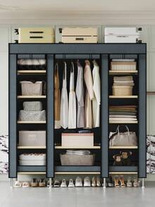 1 件便携式衣柜，无纺布材质，钢管框架，易于组装，多层搁架，用于存放衣物和日常用品，适用于家庭卧室、公寓、四季衣物收纳 - 彩色 - 查看 3