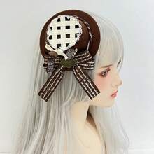 1 Stück Lolita-Stil Schokoladen-Miniparty-Hut, Vintage elegante Kopfbedeckung mit Schleifenclip, geeignet für Cosplay