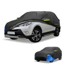 Car Cover Waterproof All Weather 210D, UV Sun Rain Protection, With Left Side Zipper - Black Blue for Toyota RAV4 - View 1