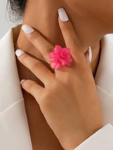 1 件女士开口戒指，树脂花朵设计，梅花星球手指装饰，适合夏季、派对、婚礼、度假、返校、新年、送给朋友和家人的礼物