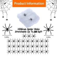 600 平方英尺万圣节蜘蛛网装饰，额外赠送 50 只假蜘蛛，超强弹性蜘蛛网，适用于万圣节室内外装饰，蜘蛛网万圣节装饰赠品，超强弹性蜘蛛网，适用于室内/室外恐怖氛围、户外花园窗户庭院树家庭办公室派对、鬼屋 - 彩色 - 查看 8