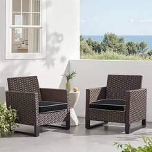 MIULEE 19 X 19 X 3 Inch Outdoor Chair Cushions,Waterproof Cushions Patio Furniture Garden With Ties Patio Chair Cushions Set Of 2,Beige - 黑色 - 查看 1