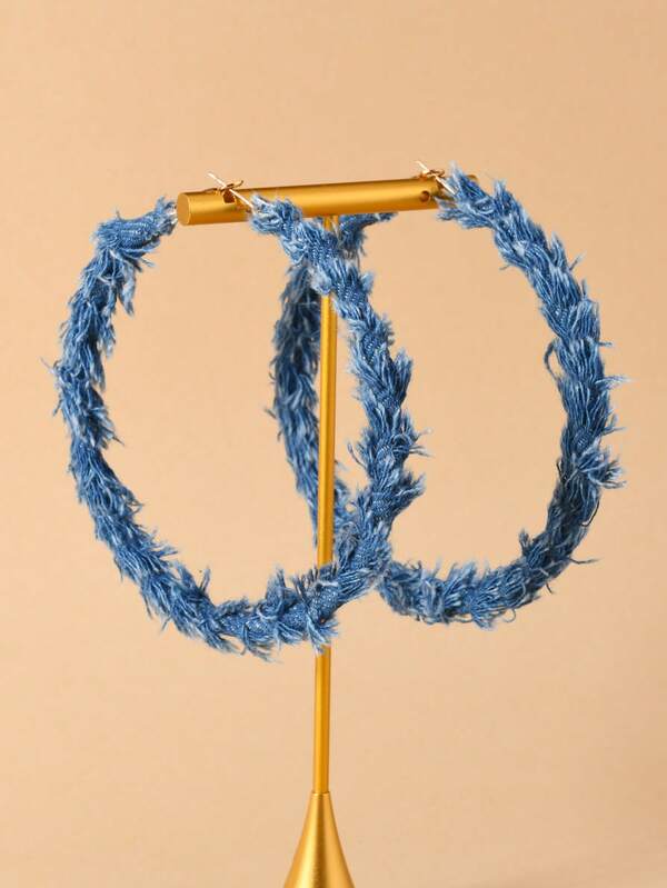 1 Pair Fashionable Casual Western Cowboy C-Shaped Hoop Round Exaggerate Earrings