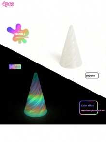 1/2/4 piezas Juguetes de descompresión en espiral impresos en 3D, Cono imposible, Juguetes de transferencia piramidal, Decoración de escritorio de ilusión de línea de vórtice mini, Regalos, Aliviar la ansiedad, Versión que brilla en la oscuridad requiere carga con luz solar, Color arcoíris y brillo aleatorio
