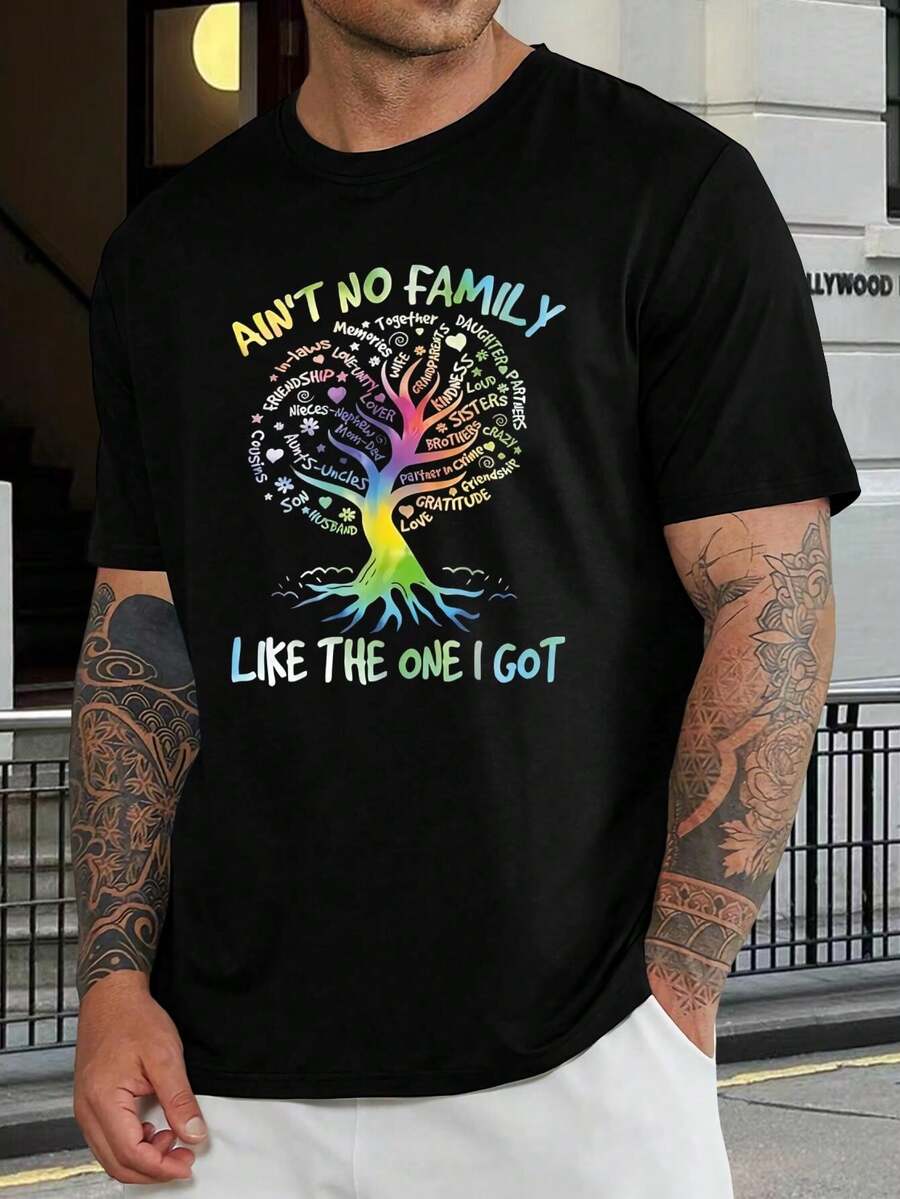 Camisetas a juego para reunión familiar - Camisetas familiares arcoíris para hombres y mujeres - Camisetas gráficas 'No hay familia como la mía' - Camisetas de manga corta con árbol genealógico - Negro - Ver 1