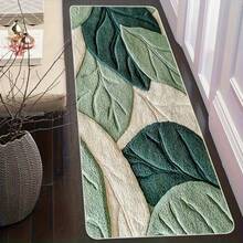 1 szt. Dywan ze wzorem świeżych zielonych liści, dywan dekoracyjny, wycieraczka, mały dywanik, mata powitalna, dywan, mata podłogowa, wycieraczka zewnętrzna, dywanik kuchenny, dekoracja wnętrz, mata przed drzwi wejściowe, mały dywanik, mata zewnętrzna, dekoracja wnętrz, dywanik, dywan ogrodowy, dywan zmywalny - Wielokolorowe - Zobacz 3