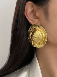 1 par de brincos de metal punk retrô exagerados, brincos de ouro minimalistas, grossos e exclusivos, adequados para uso diário e de festa femininos, um ótimo presente para amigos