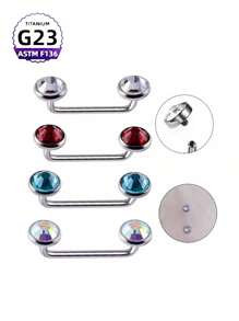 CatDObo 1 Stück G23 Titan eingebettetes Schlüsselbein-Piercing Schmuck mit tschechischem Diamanten, Titan Legierung, doppelseitiges rechtwinkliges Haut-Implantat Piercing