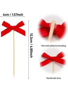 20pcs Bowknot Cake Toppers Picks Baking Cake Decorations For Party Dessert Fruit