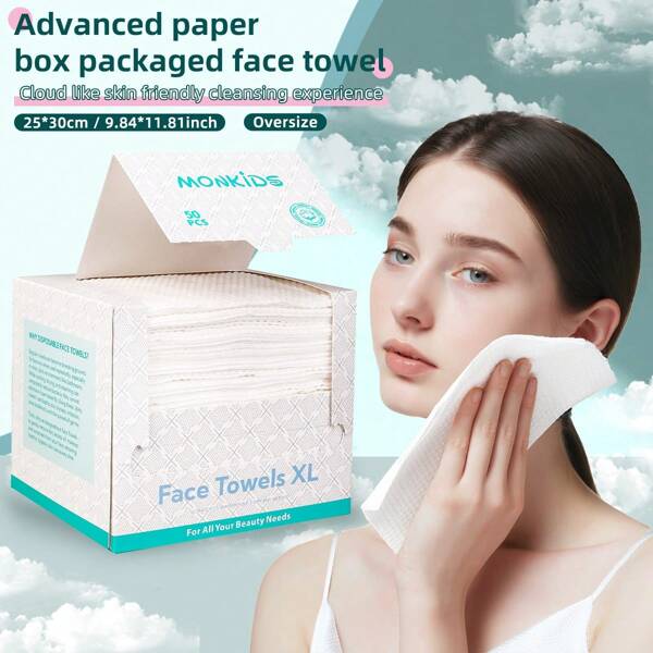 50pcs/Box, Disposable Facial Cleansing Wipes, Pull-Out Facial Cleansing Wipes, Soft And Skin-Friendly, Wet And Dry Use, A Must-Have For Family Travel