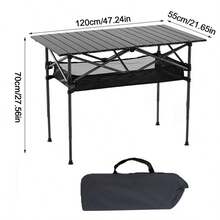 Folding Portable Camping Table Aluminum Outdoor Table Storage Cover & Carry Bag - Black - View 5