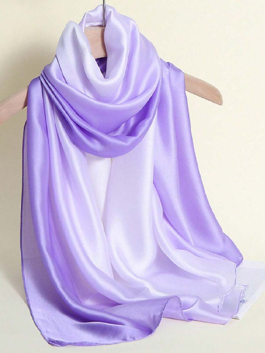 1件新款真丝缎面渐变手绘披肩/围巾，可搭配连衣裙