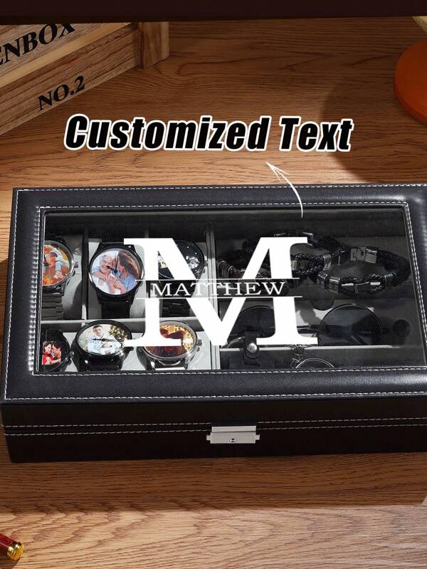 1pc Personalized Watch Storage Box,Father's Day Gifts,Watch BoxWatch Organizer, Watch Storage, Custom Dad Gift, Man Gifs,Grain Leather Watch Box|Anniversary For Him,Multi-Functional,Durable,Anti-Mold,Ornamental,Reusable,Seal,Exquisite,Stylish,High-Quality,Adorable,Modern,Custom,Unique,Personalized,Ideal Gifts For Him,Ideal Gifts For Her,Her,Boyfriend,Girlfriend,Dad,Mom,Family,Friends,Son,Daughter,Kids,For Anniversaries,For Birthdays,For Housewarming,For Graduation,Kitchen,Dining Room,Bedroom,Office,Living Room,Home,Garden,Tea Room Back To School