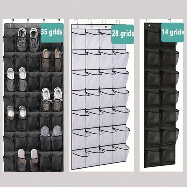 1pc 14/28/35 Mesh Pocket Over The Door Shoe Rack, Wardrobe/Bedroom/Bathroom/Cabinet Hanging Shoe Organizer, Multi-Functional Wall Mounted Storage Pouch Suitable For Men Sport Shoes, Women High Heels, Flip-Flops